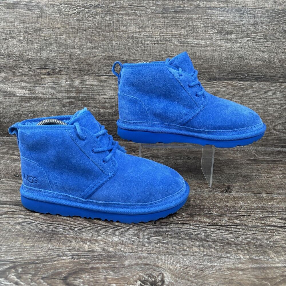 UGG Neumel II Chukka Boots Youth 4 Regal Blue Suede Wool Lined Winter Lace Up